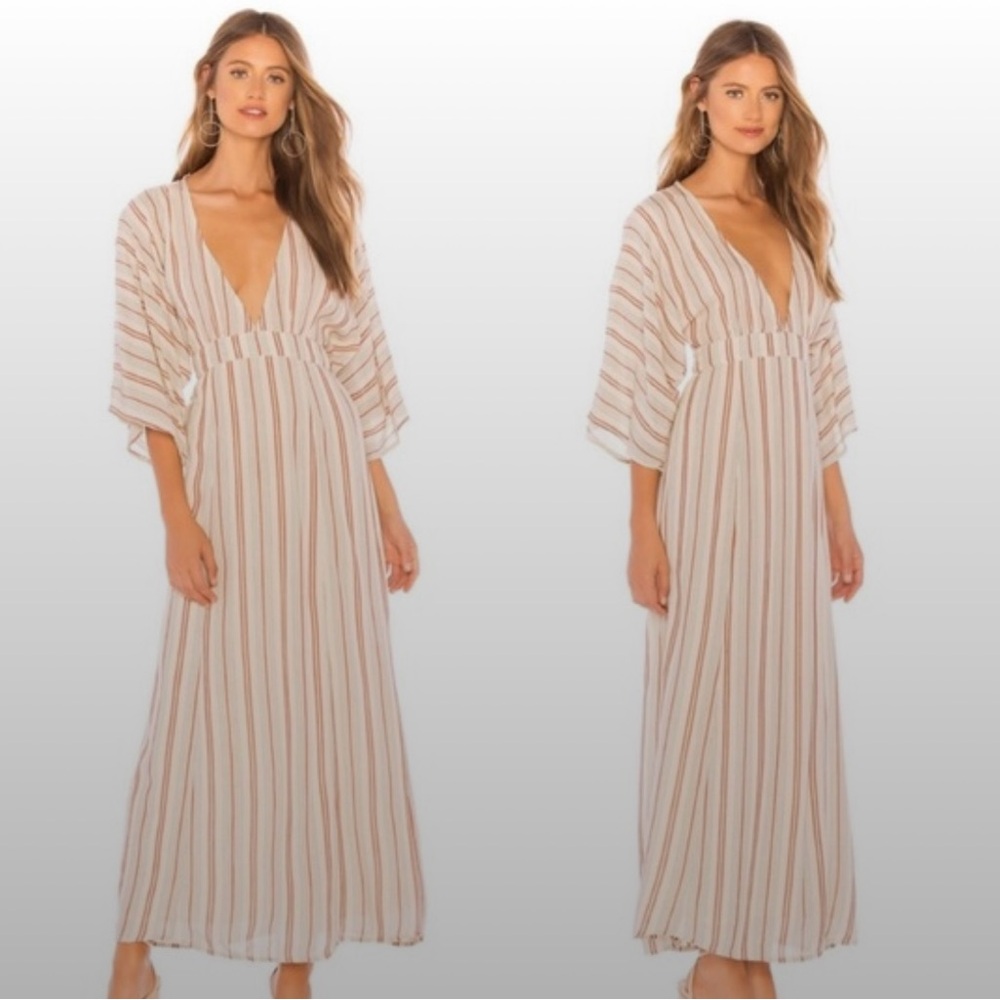Amuse Society Red and White Striped Maxi Dress